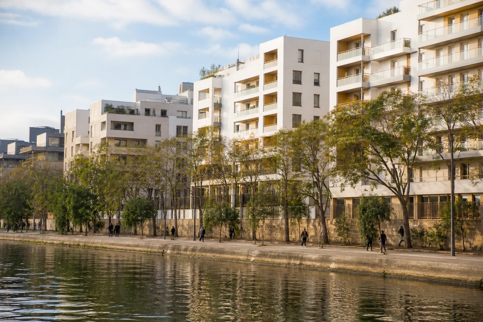 Immeubles neufs pres des berges a Asnieres-sur-Seine