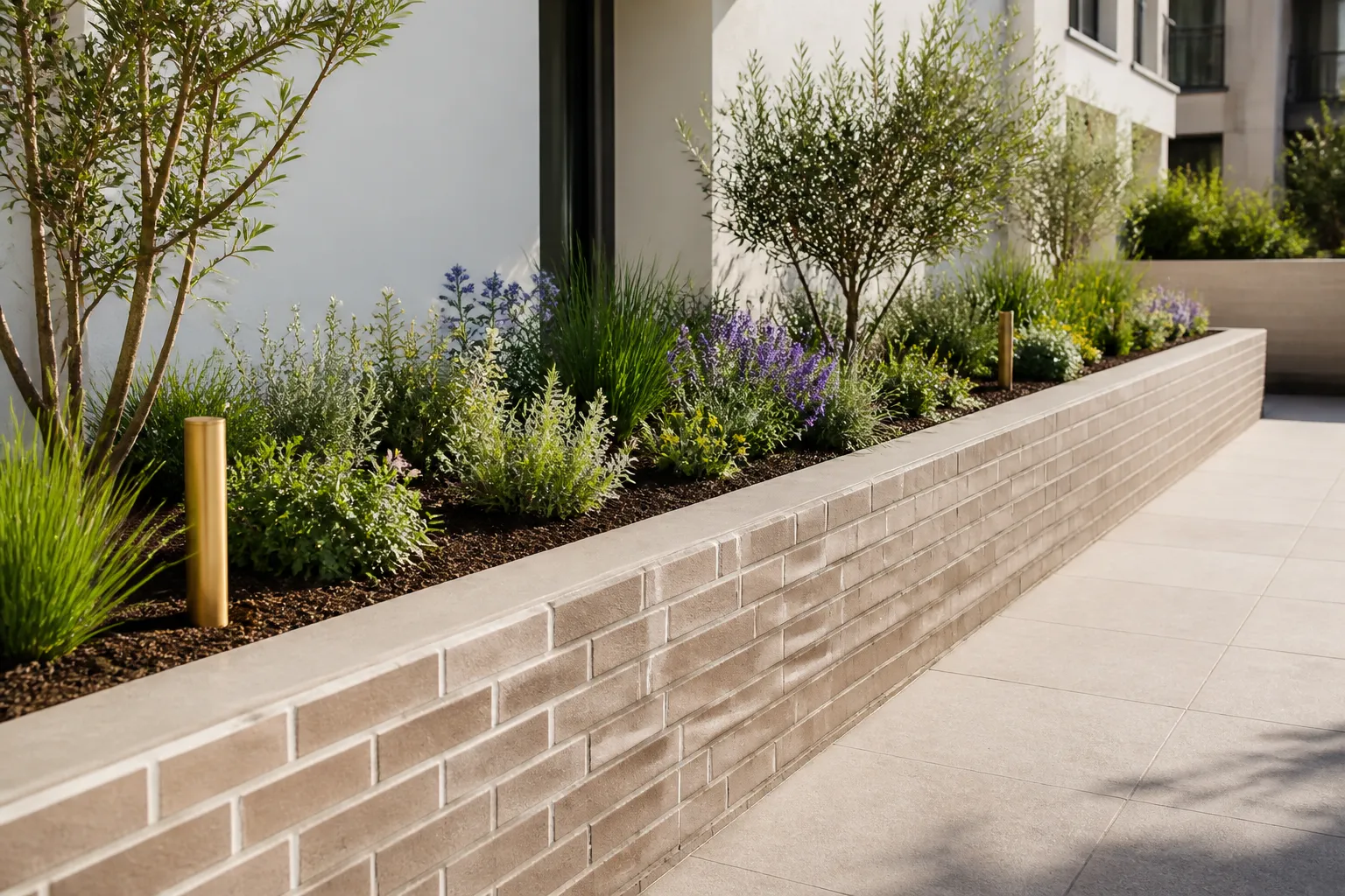 Jardiniere maconnee d une residence neuve