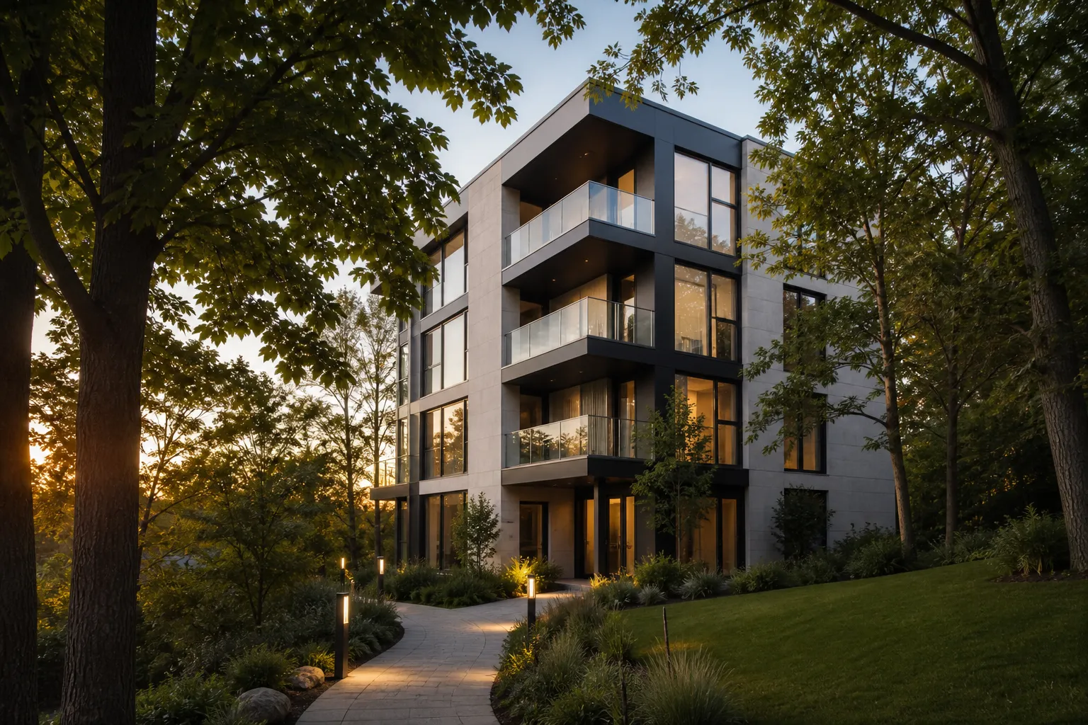 Residence neuve entouree d arbres sur un coteau a Bron