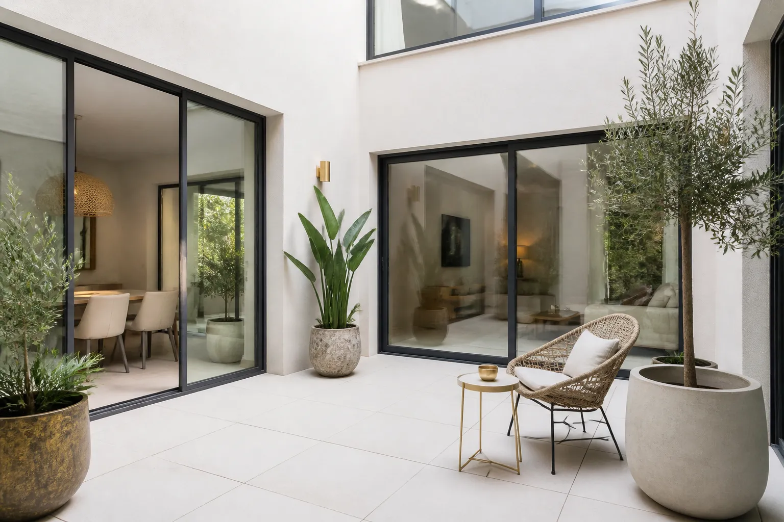 Patio interieur d une maison neuve