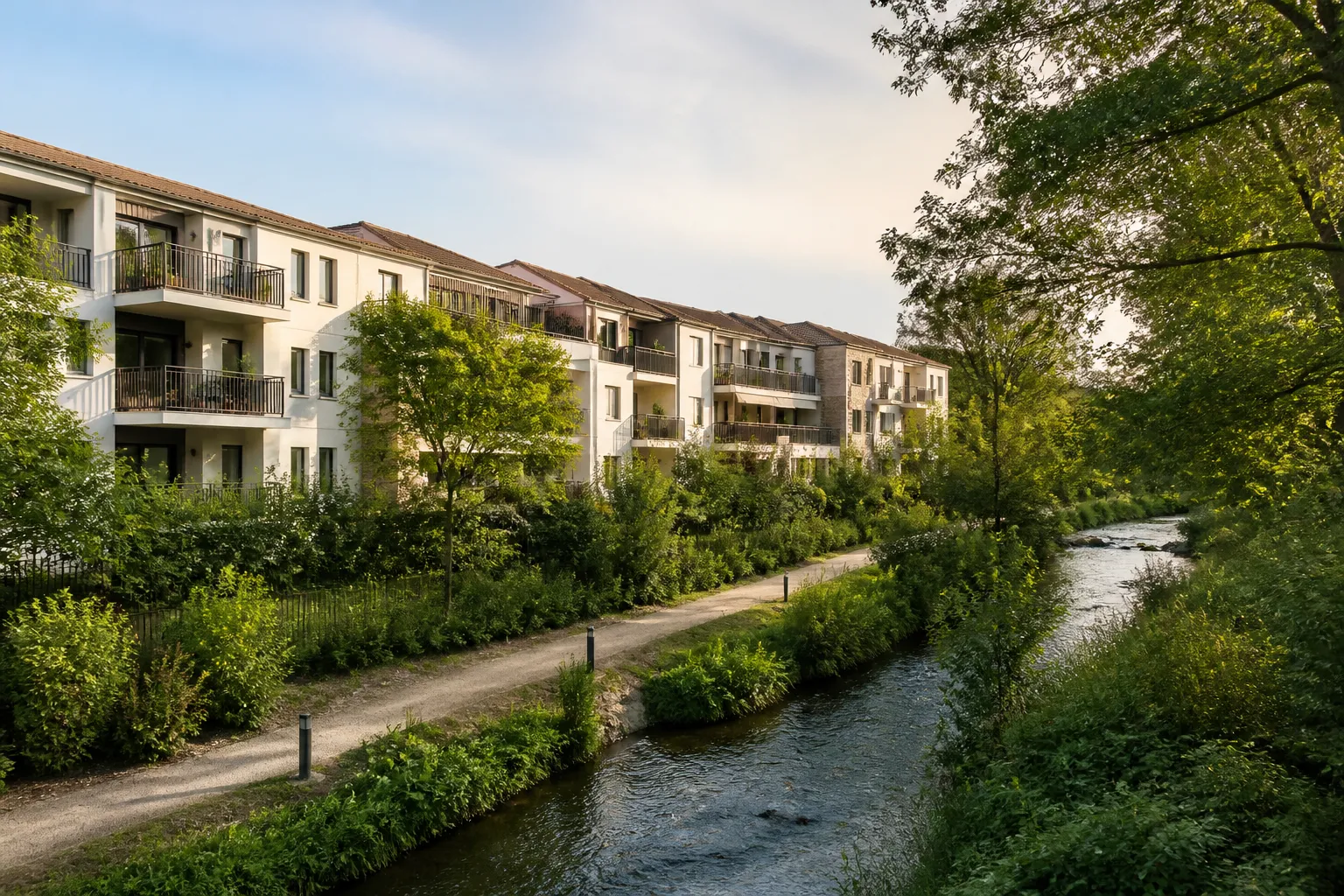 Residences neuves en bord de riviere en Essonne