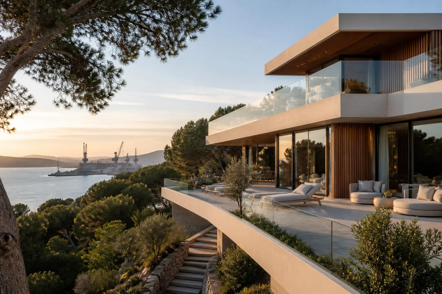 Residence neuve dans une baie mediterraneenne