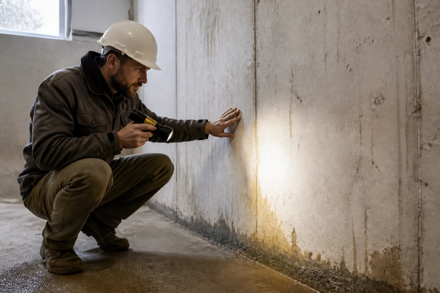 Expert controlant un sous sol de residence neuve