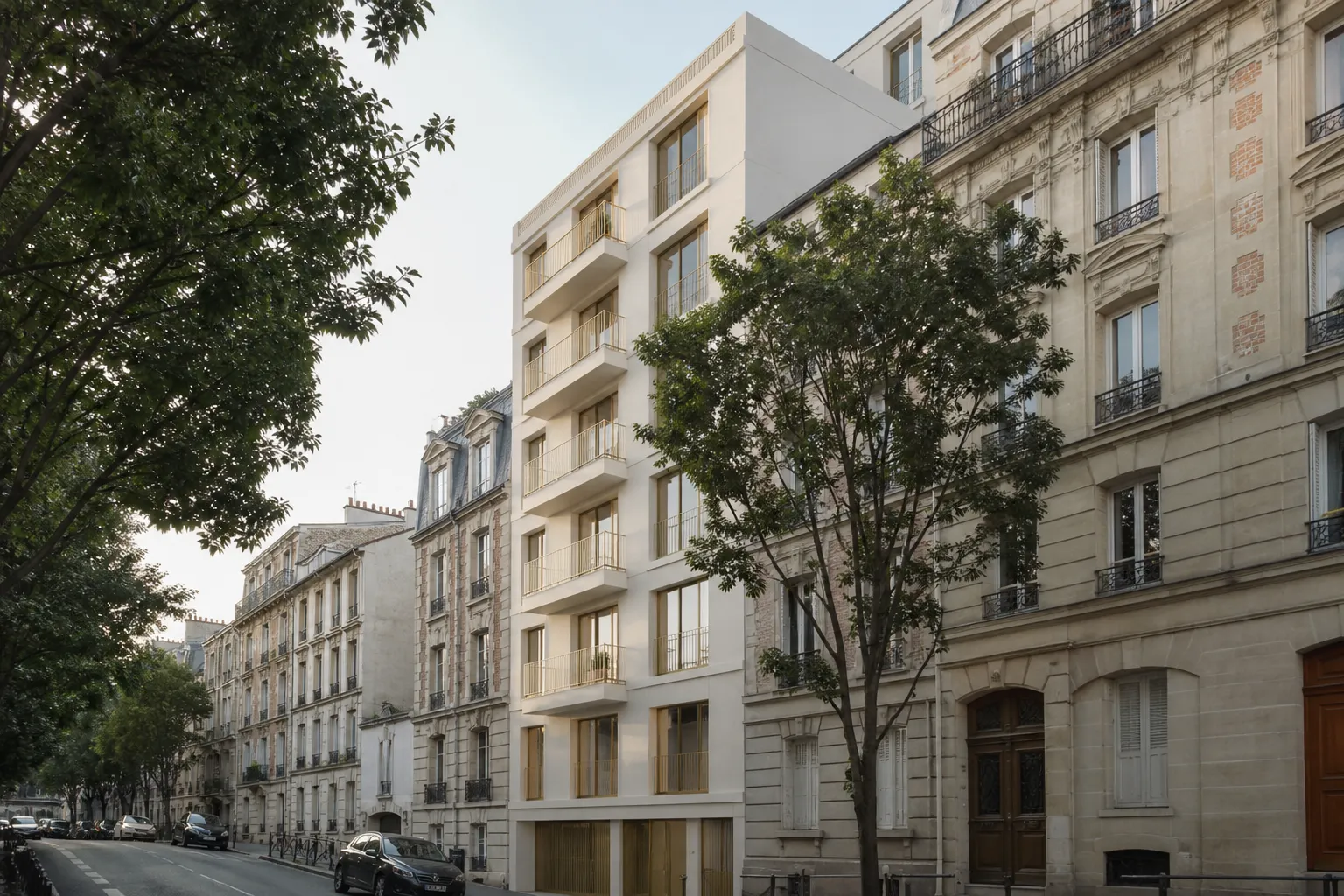 Petit immeuble neuf dans une rue du 20e arrondissement
