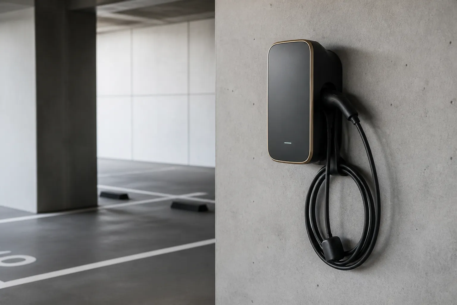Borne de recharge dans un parking de residence neuve