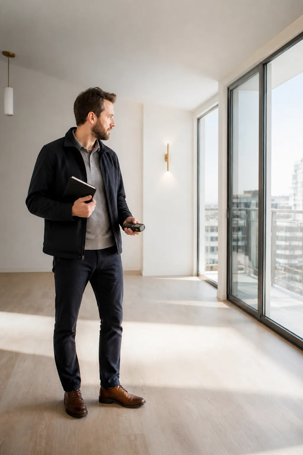 Expert VEFA inspectant un appartement neuf lors de la livraison